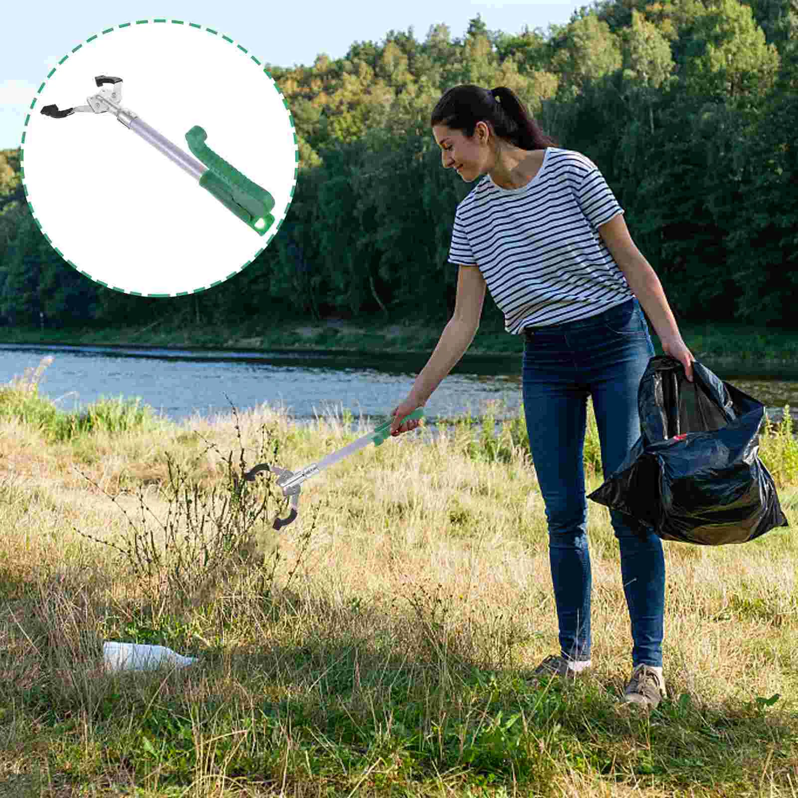 

1PC 40cm Multi-purpose Picker Non-skid Trash Clip Aluminum Alloy Rod Trash Clamp