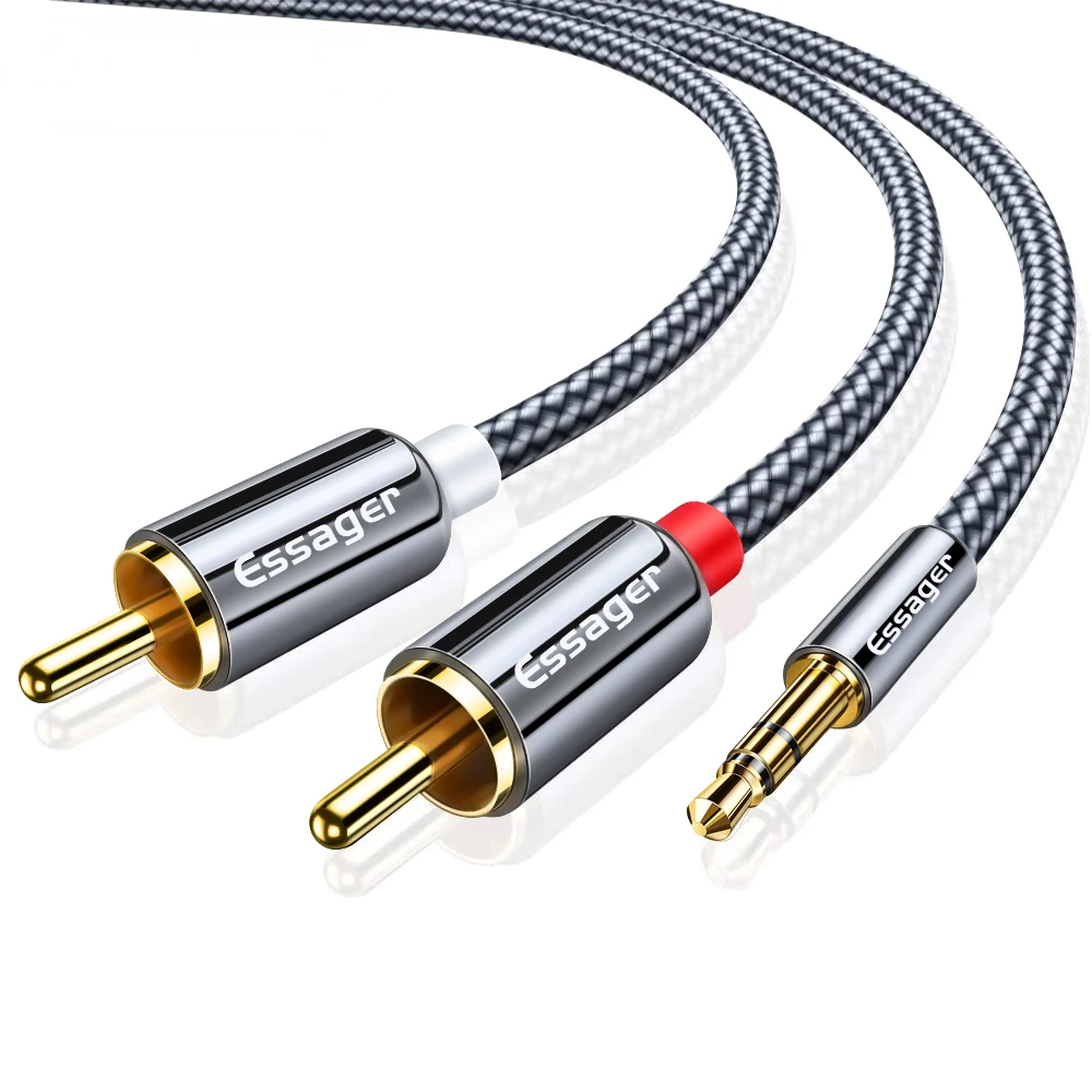 Аудиокабель RCA с разъемом 3 5 на 2 кабель мм 2RCA сплиттер папа-папа Aux для ТВ ПК