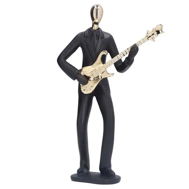 

Figure Ornament Simple Band Theme Golden Guitar Player Personalized Desktop Decorative Crafts for Coffee Shop