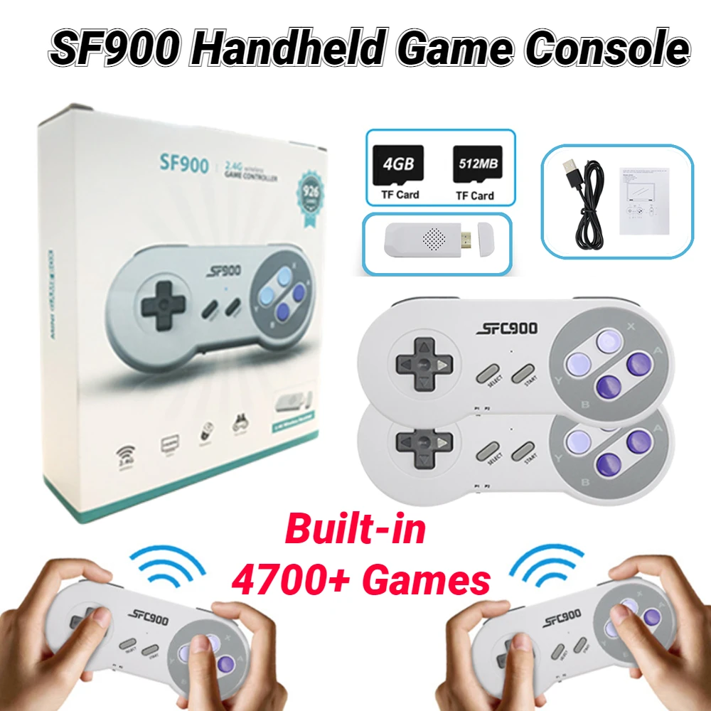 SF900 Retro Video Game Console for Super Nintendo 16 Bit Game Stick 4700 Games Handheld Game Player for NES SNES Controller