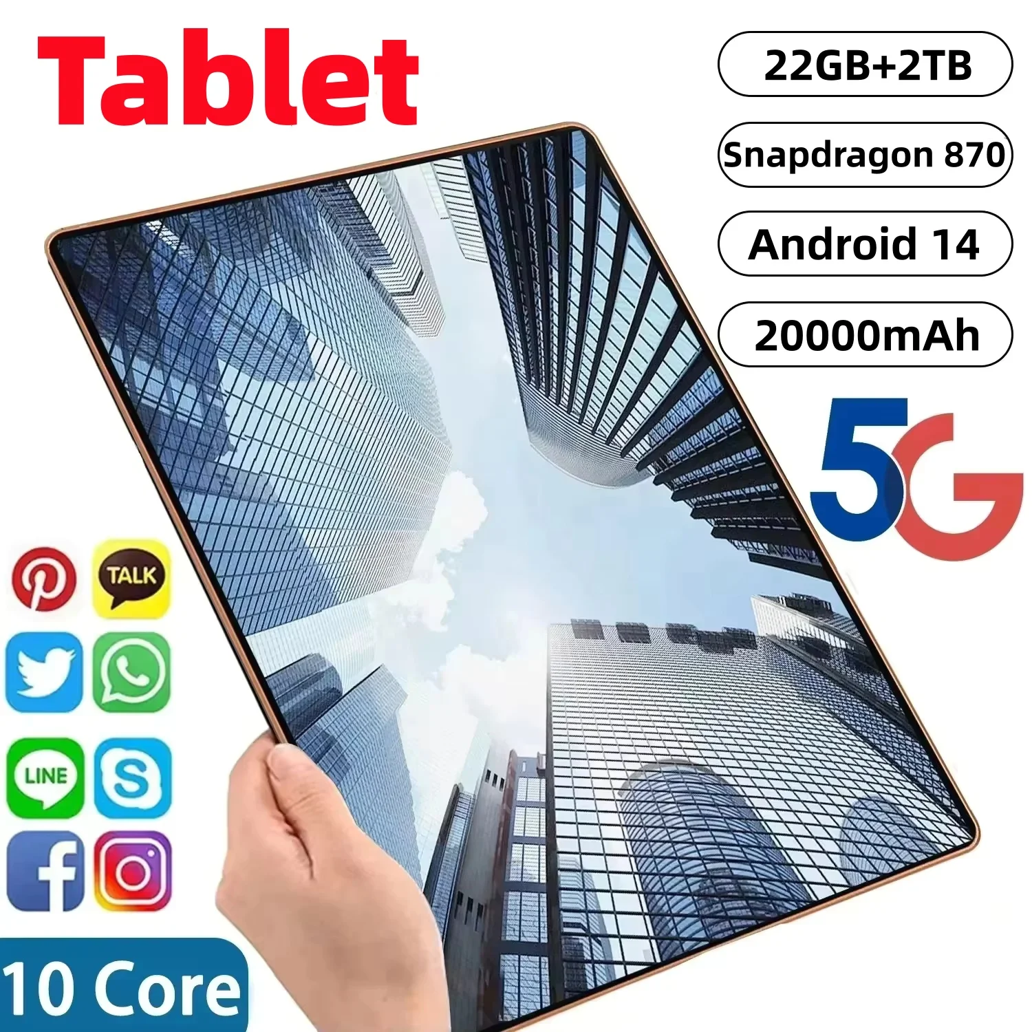 Фото 2026 НОВЫЙ планшет Pad 15 Pro Android 14 22 ГБ + 2 ТБ 20000 мАч Snapdragon 870 Оригинальные планшеты ПК 5G Dual SIM-карта WIFI HD 4K Mi Tab №1