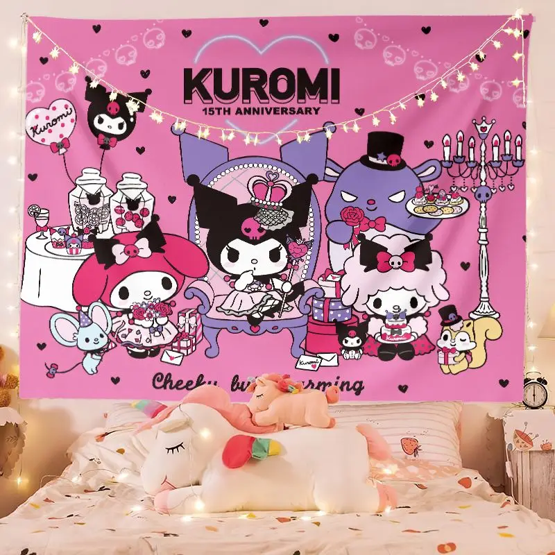 Sanrio Kuromi мультфильм взрыв настенная ткань фон мелодия распространенный стол