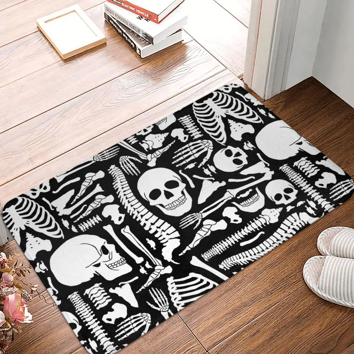 

Skeleton Skull Bone Non-slip Doormat Bath Mat Human Bones Floor Carpet Welcome Rug Home Decorative