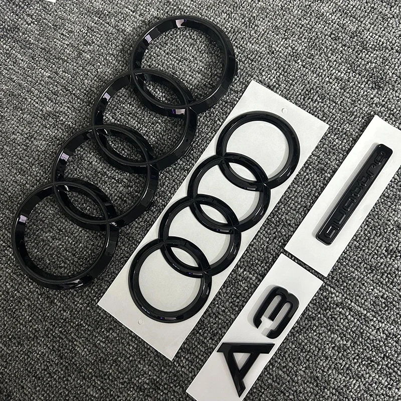 AUDI 4-кольцевой логотип ABS черный автомобильный капот передний гриль задний