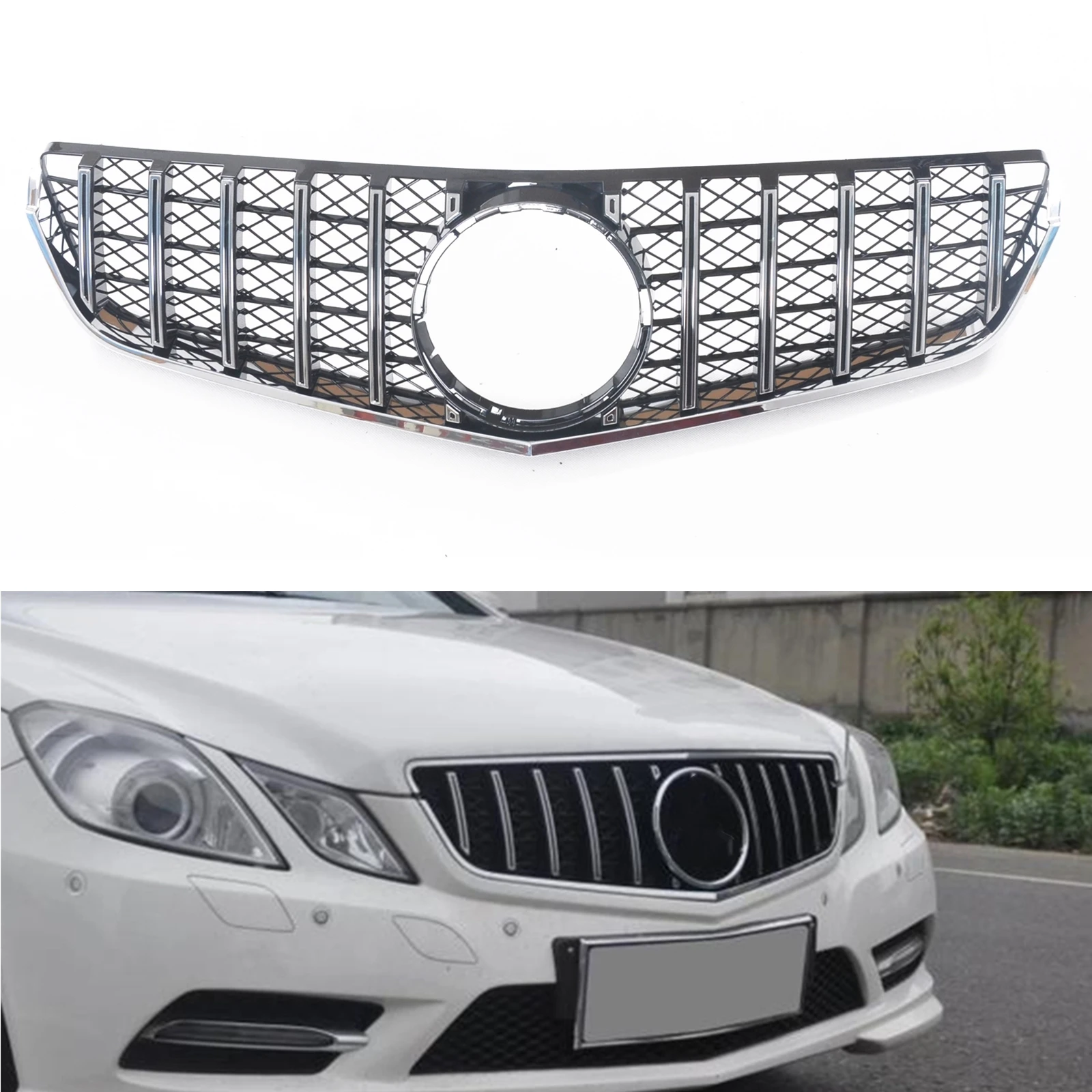 

Car Front Grill Grille Upper Replacement Bumper Hood Mesh For Mercedes Benz E Class Coupe W207 C207 AMG 2009-2013 GT R Style AMG