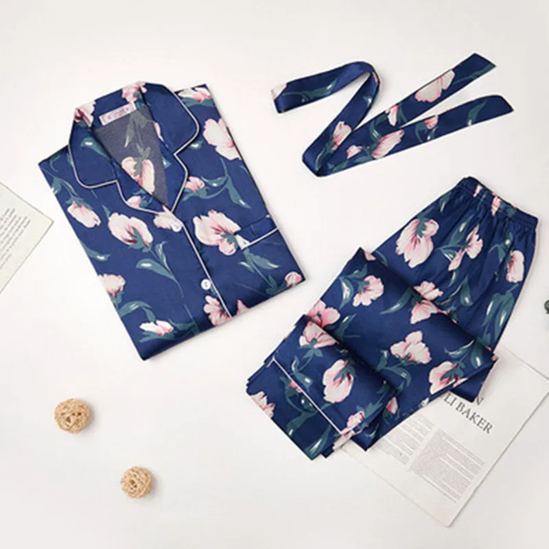 Striped Pajamas Set Sexy Sleepwear Women Pink Full Sleeve Pyjama Women's Rayon Polyester Fashion Autumn Home Clothes Set