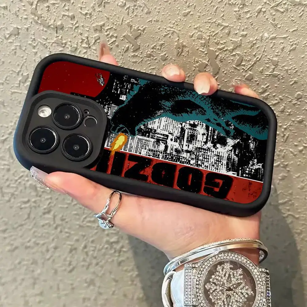 Фото Силиконовый мягкий чехол для телефона Monster G-GodzillaEs-s для iPhone 17 16 15 14 Plus 13 12 Mini 11, черный. №2