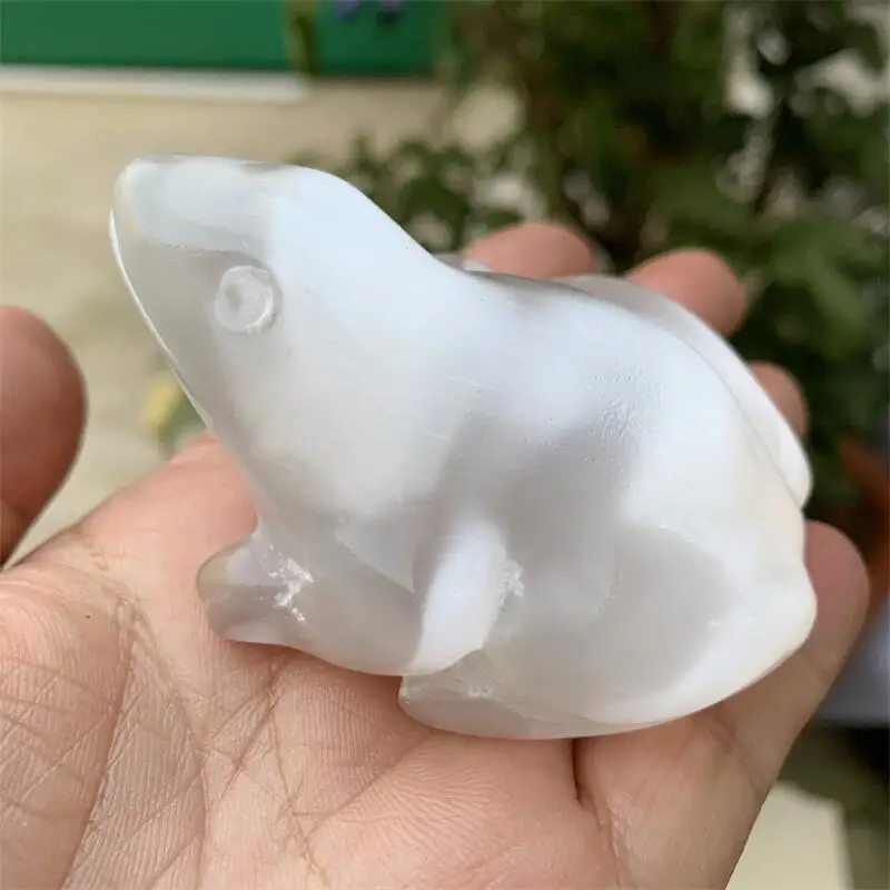 

Natural Stones Selenite Frog Statue Room Ornament Hand Carved Reiki Figurine Healing Crystals Home Decor