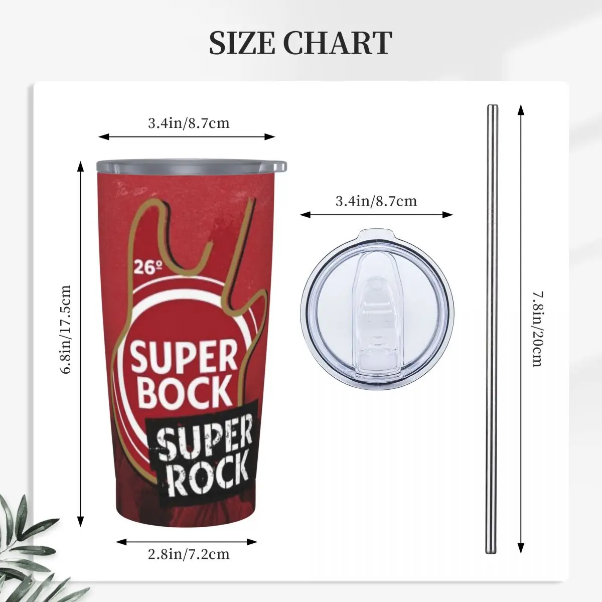 Фото Стакан Super Bock из нержавеющей стали, кружка с вакуумной изоляцией, термохолодная соломинка для бутылок с крышкой, 20 унций №3