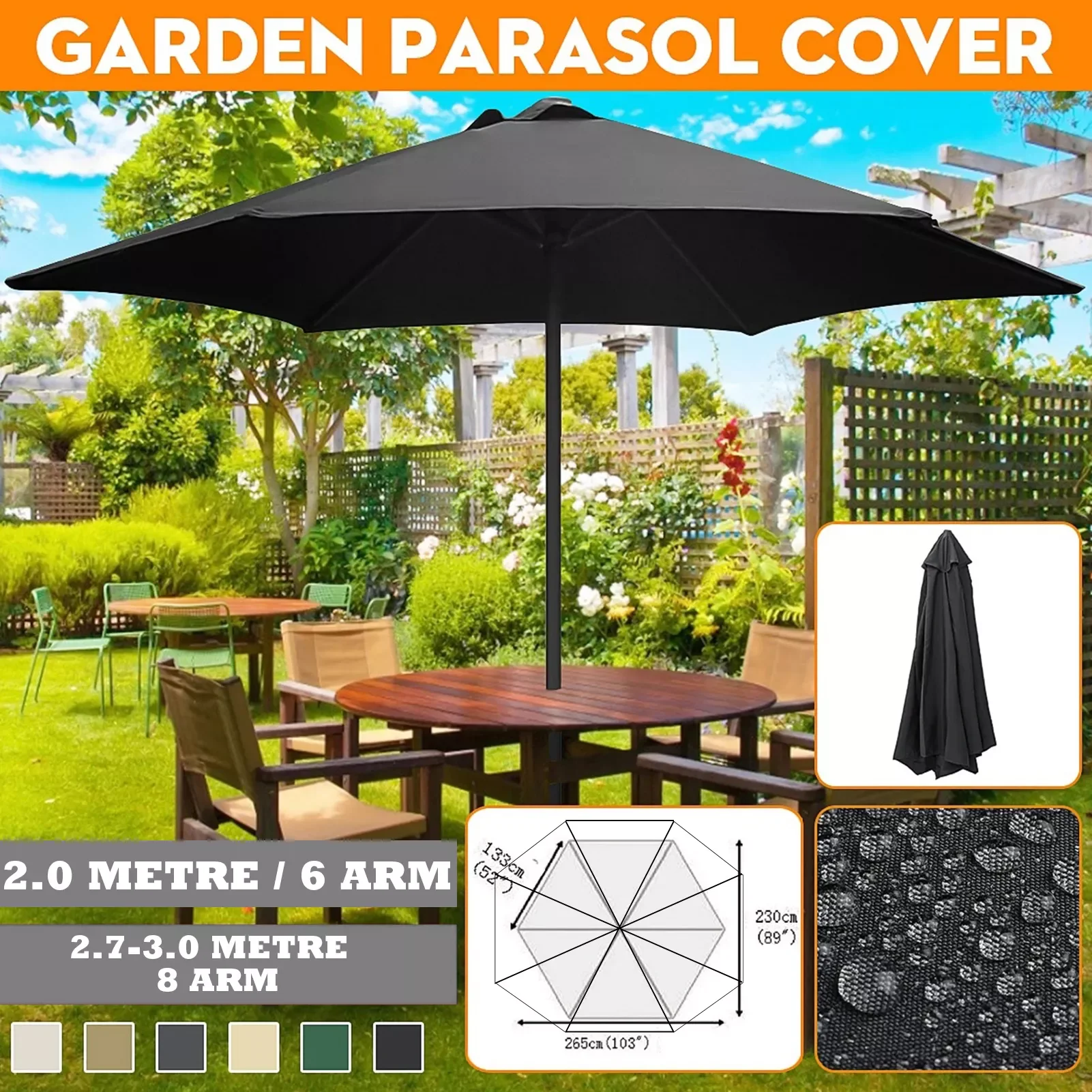

Octagon Waterproof Canopy Garden Parasol Cover Outdoor Garden Banana Umbrellas Cover Canopy Patio Awning Sun Shade Shelter