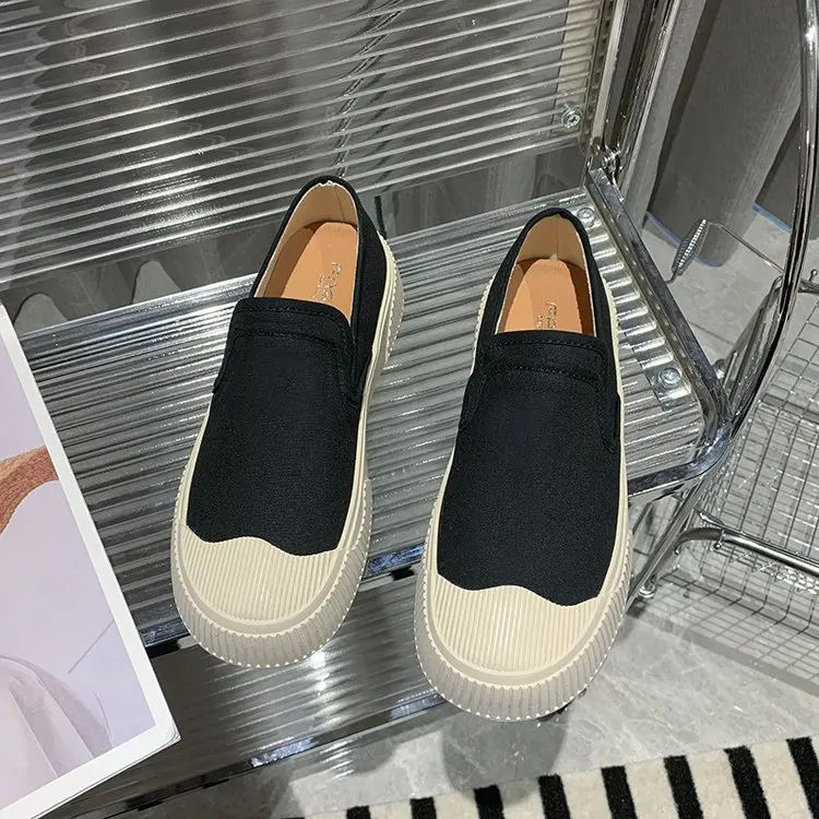 Women Casual Shoes 2023 Sprig Summer Solid Canvas Shoes For Woman Platform Loafers Outdoor Soft Slip On Board Shoes Sneaker