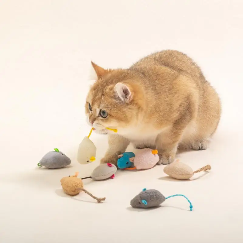 

New Pet Gnawing Toys,simulated Plush Mouse Doll Set,feather Mouse Scratch-Bite Teeth Cat Toys,catnip Toys,cat Accessories
