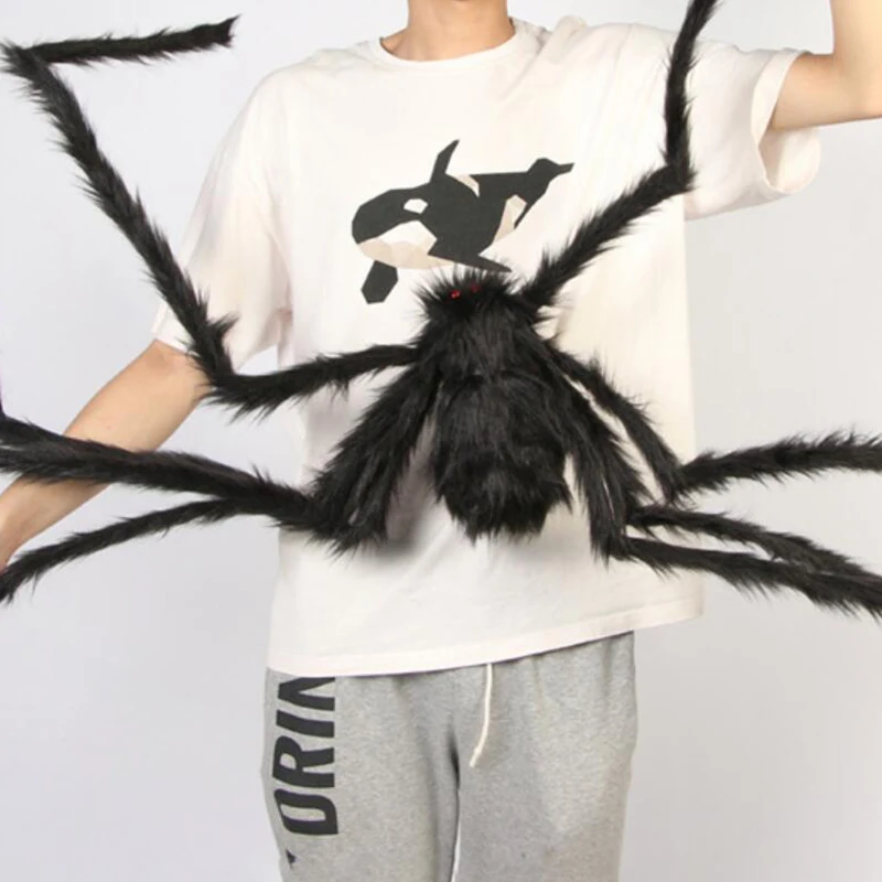 

1Pcs 30cm 50cm 75cm 90cm 125cm Super Big Plush Spider Wire And Plush For Party Halloween Decoration Funny Trick Joke Toys