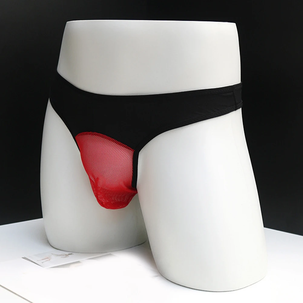 

Mens Sexy Mesh Breath Underwear Buttocks Jockstrap Briefs Bulge Pouch Hollow Temptation Thong See-through Underpants Panties