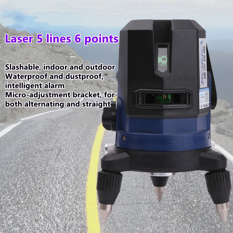 5 линий 6 точек лазерный уровень синий луч крест тонкий вращение на 360 °