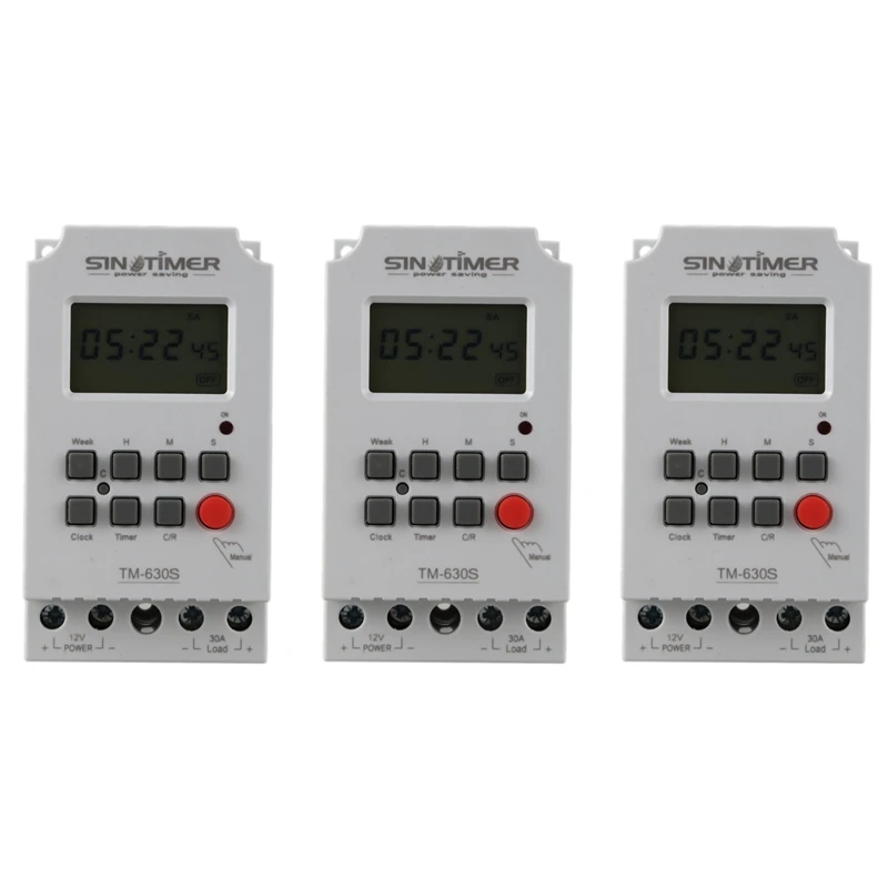 

3X Sinotimer Tm630s-4 12V Seconds Control Timer Switch Large Screen Digital Display