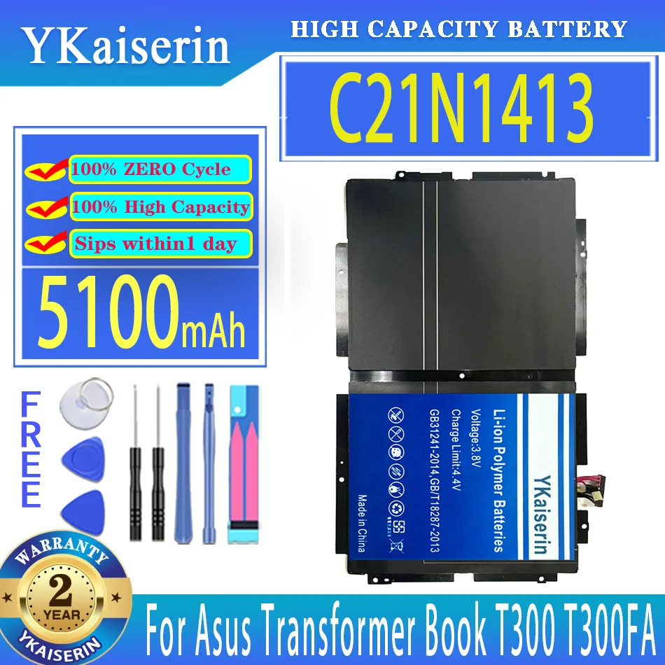 

YKaiserin 5100mAh Replacement Battery C21N1413 For Asus Transformer Book T300 T300FA Laptop Batteries