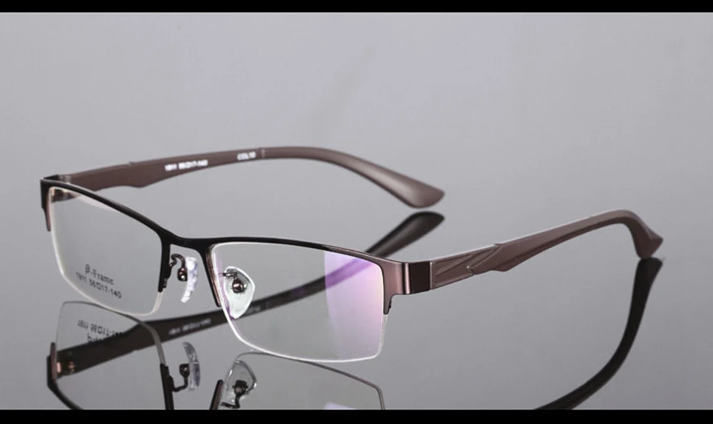 

Brown Mens Half-rim Commercials Alloy Frames Eyewear Custom Made Optical Prescription Reading Glasses Photochromic +1 To +6