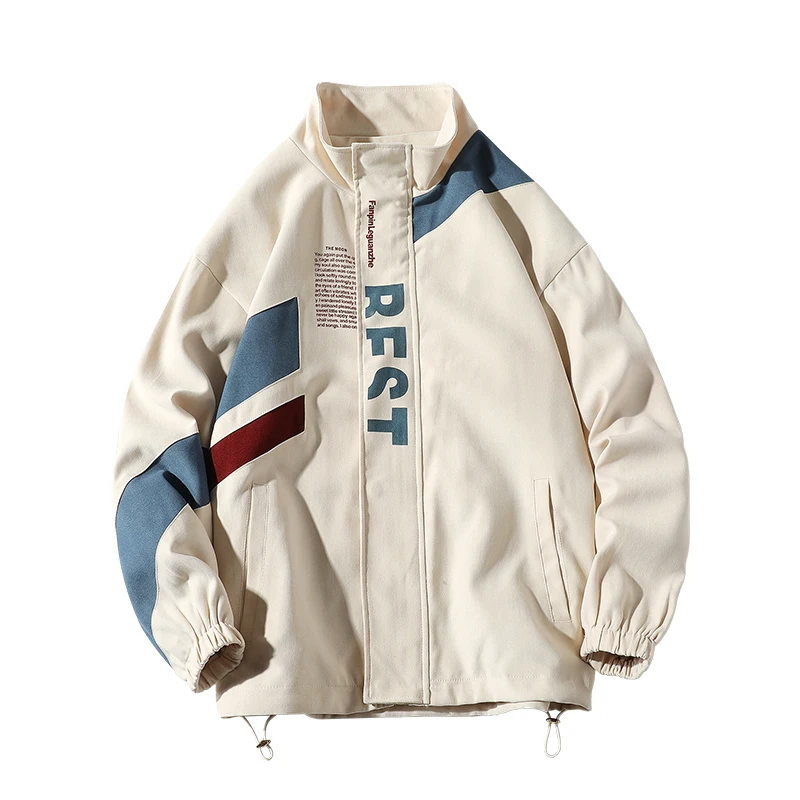 

Spring and Autumn Fashion Jacket Men's Letter Print Jacket Loose Windbreaker Simple and Versatile Casual Hooded Men