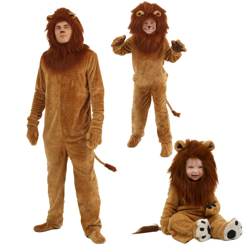 

Halloween Kigurumis Lion Family Clothes Adult Children Jumpsuits Animal Cosplay Costume Christmas Carnival Performanc Bodysuits