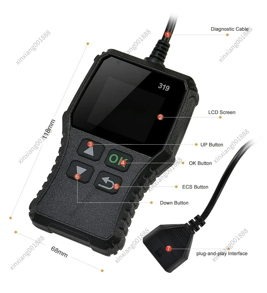 Фото Диагностический сканер OBD2 CR319 CR3001 для диагностики неисправностей двигателя автомобиля, универсальный инструмент №1
