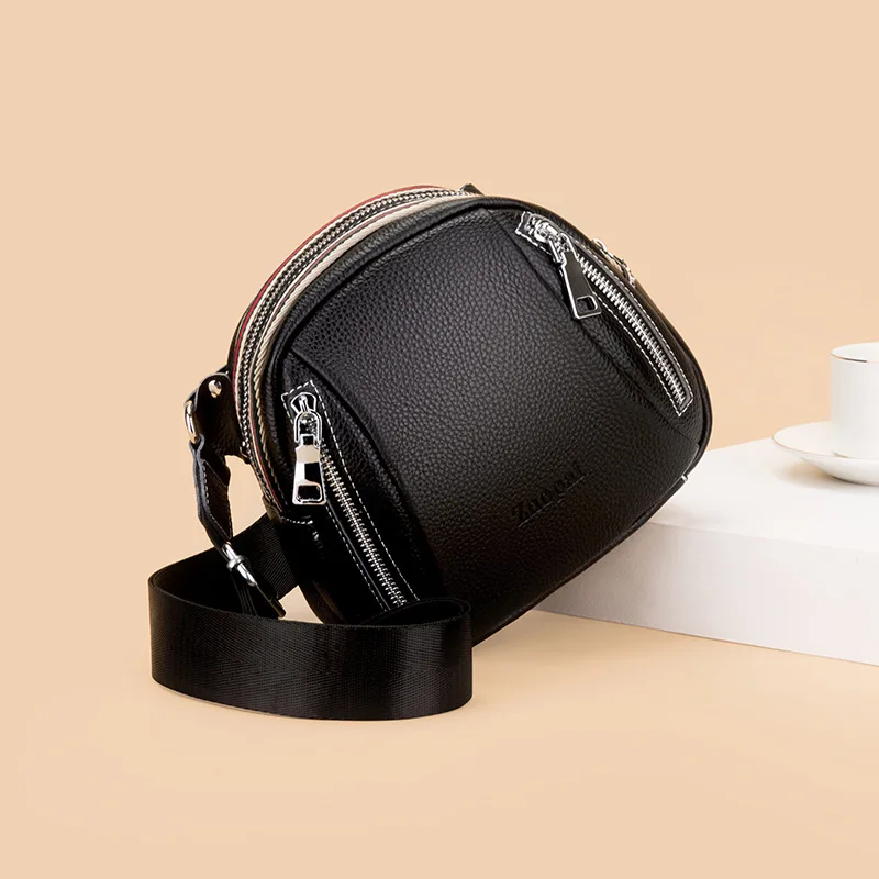 

Genuine Leather Women's Bag New Simple Fashion Shoulder Messenger Bag Casual All-match Wide Shoulder Strap Waist Bag Chest Bags
