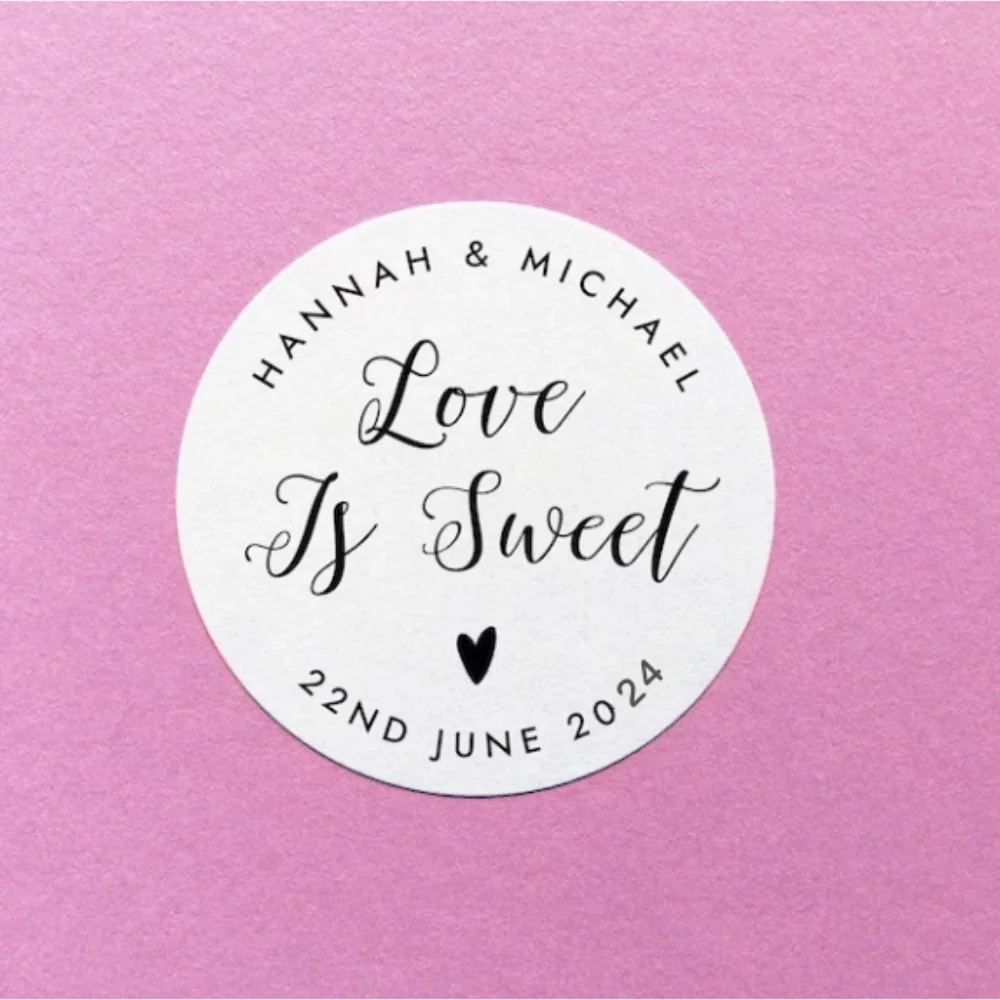 

Custom Love Is Sweet Sticker, Personalised Party Favour Stickers,Candy Favor Labels,Wedding Cupcake Label,Wedding Favor Stickers