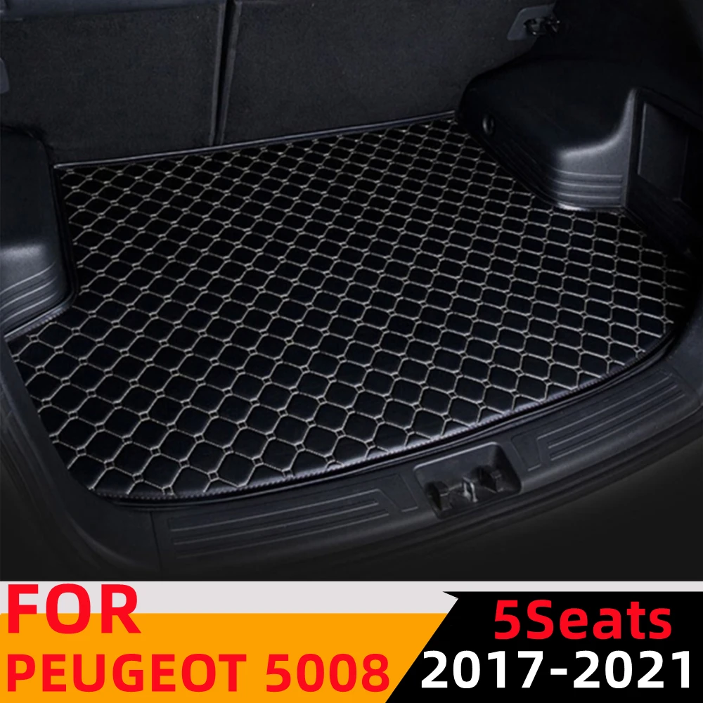 

Sinjayer Car Trunk Mat Waterproof AUTO Tail Boot Carpets Flat Side Cargo Carpet Pad Liner Fit For Peugeot 5008 5Seats 2017-2021