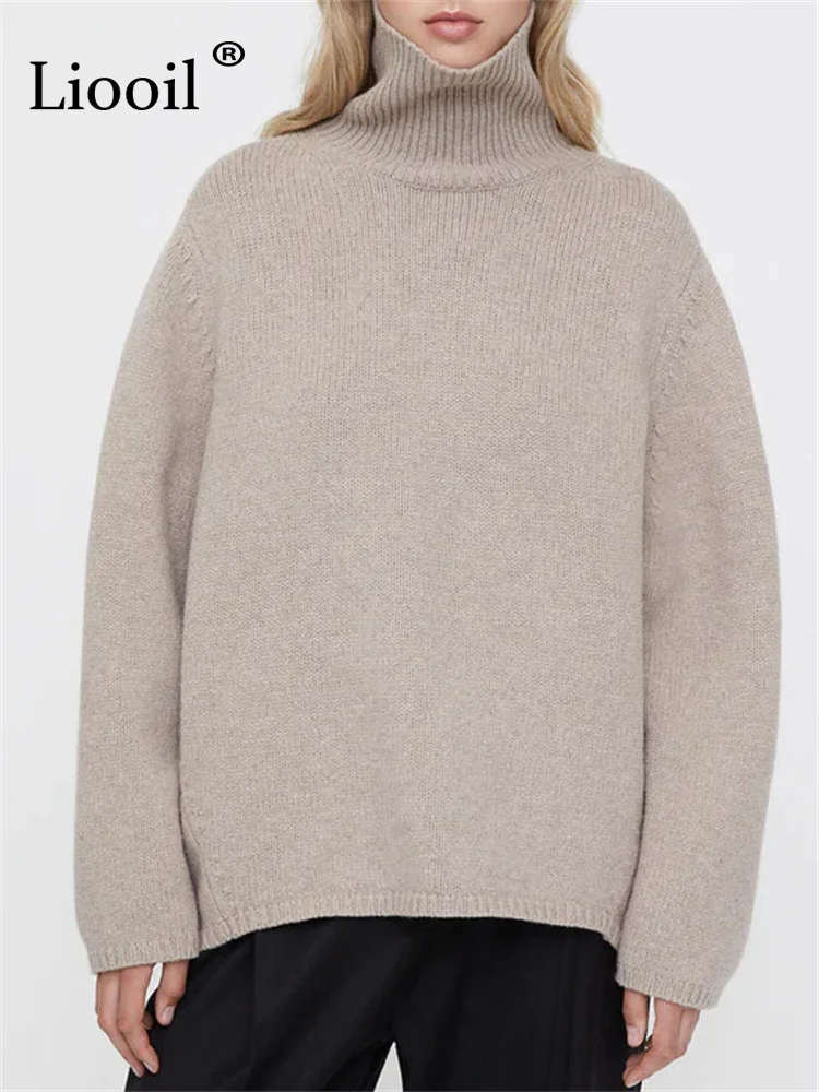 

50% Wool Knit Turtleneck Loose Sweater Long Sleeve Knitting Pull Black White Ribbed Tops Female Jumpers Autumn Winter Sweaters