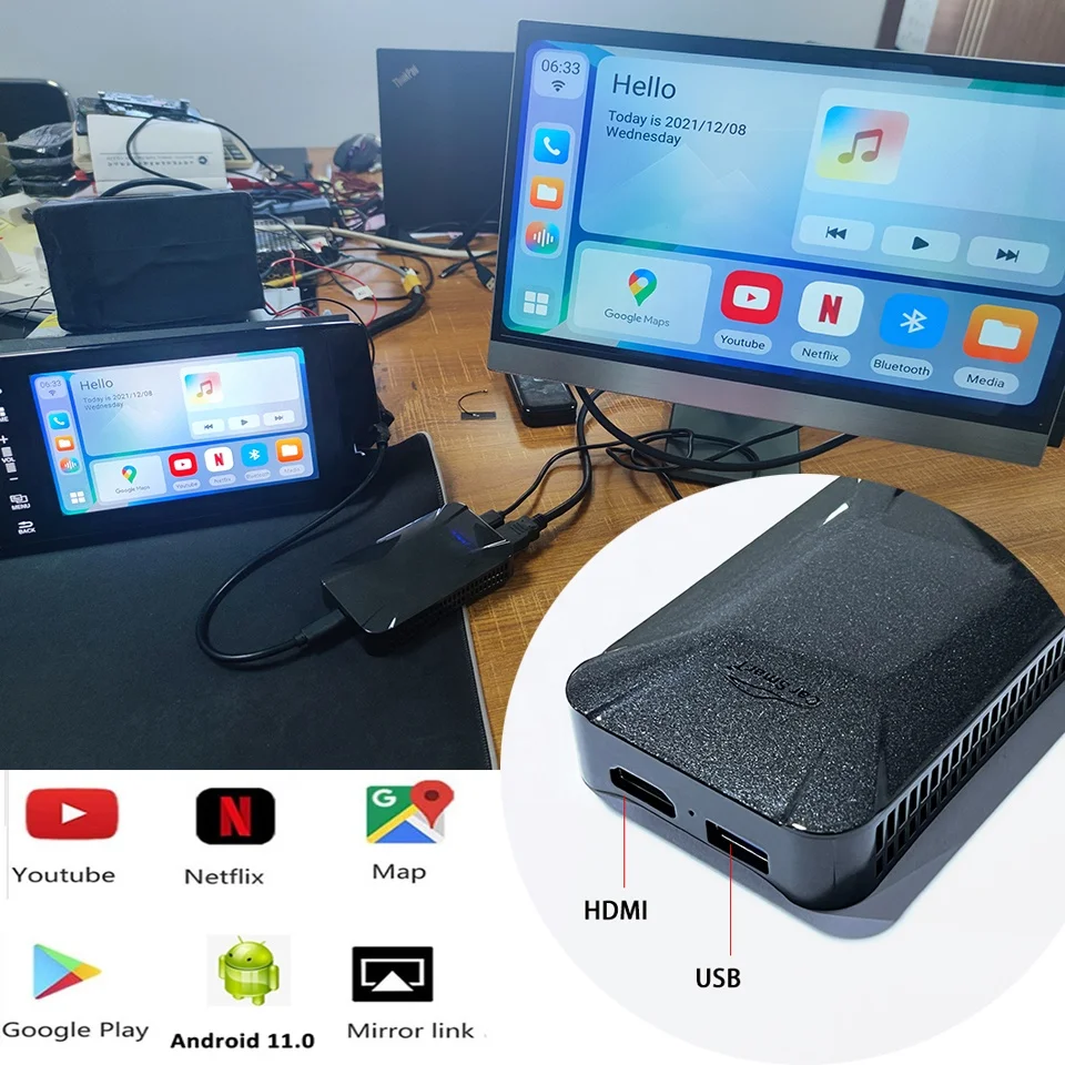 Новая версия 4 + 64 ГБ беспроводной CarPlay AI Box Android TV для Porsche AUDI Ford Cadillac Toyota Peugeot Mercedes W213