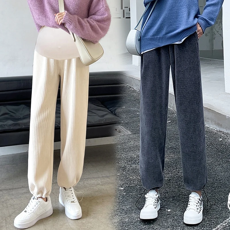 Зимние теплые вельветовые брюки для беременных размеров M ~ 6XL повседневная