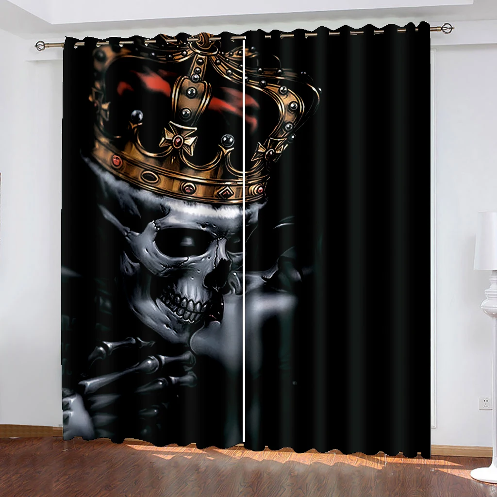 

Personality 3D Printed Black Mystery Skull Blackout Curtain for The Bedroom Custom Suitable for Decor Curtains Living Room