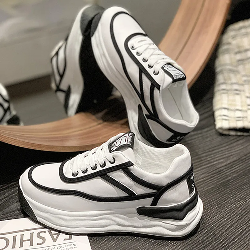

Fashion Women Casual Sneakers Women 2021 Spring Autumn Breathable Comfortable Sneaker Platform Shoes Women Black White Shoes J22