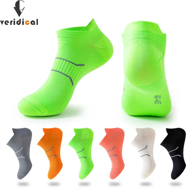 

Sport Ankle Socks Women Men Nylon Outdoor Basketball Bike Running Bright Color Striped Breathable Non-Slip No Show Travel Socks
