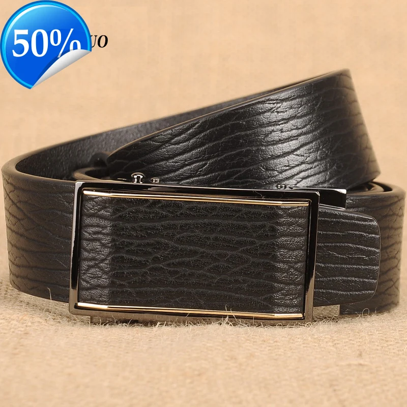 Belts For Men Genuine Leather Cowskin Black Belt Automatic Buckle High Quality Business Male Men's Belts