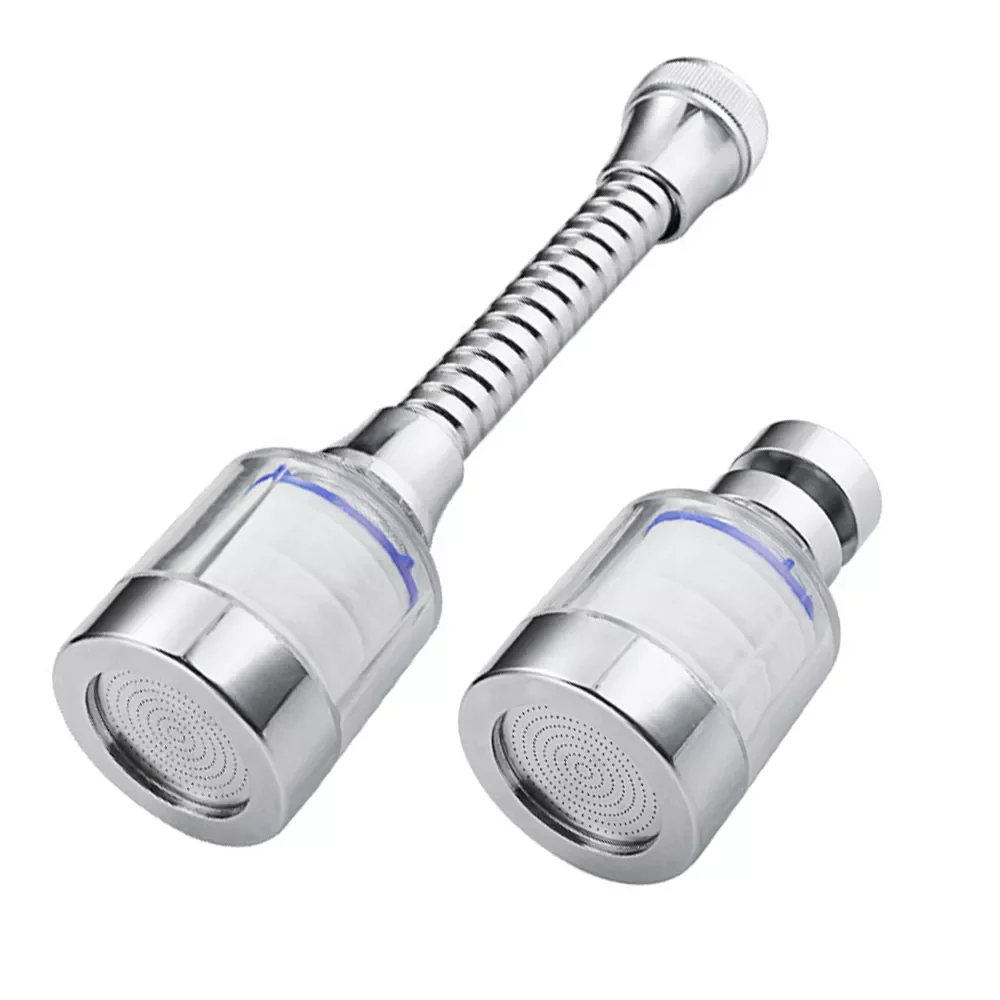 

Swivel Kitchen Water Faucet Replaceable Filter Tap Head Anti-splash Bubble Boost Filter Stainless Steel Lengthen Adapter