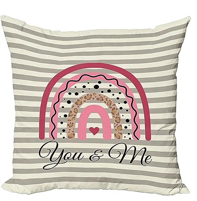 

Romantic Throw Pillow Cushion Cover Letter Printing, Modern Digital Printing, Taupe and Pink Square Short Plush Pillowcase