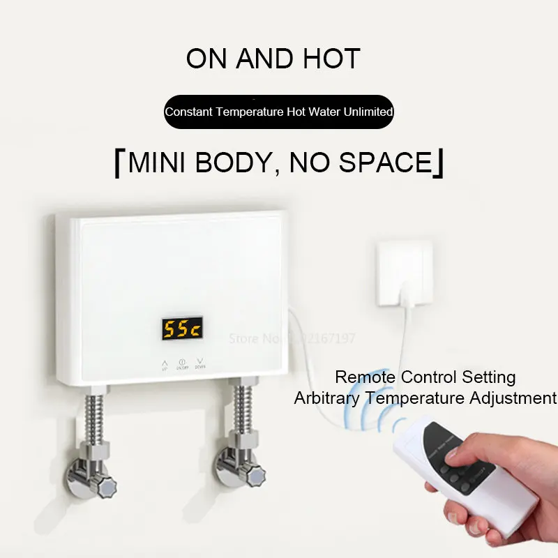 110V 220V Instant Electric Water Heaters Bathroom Kitchen Wall Mounted Water Heater LCD Temperature Display With Remote Control