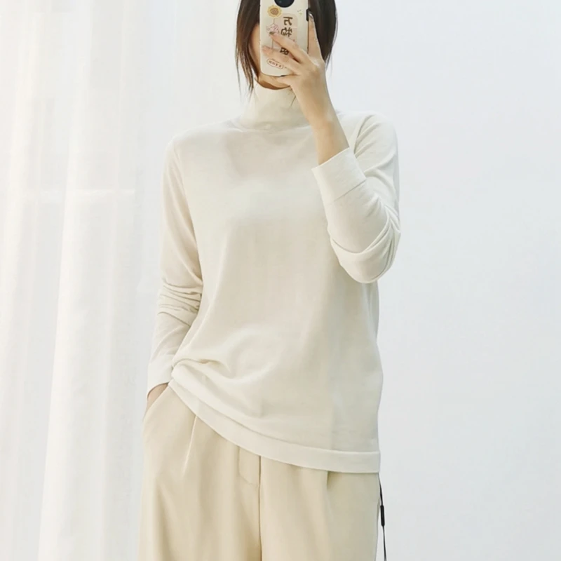 Свитер с высоким воротником кашемировый Модный пуловер женская одежда бежевый