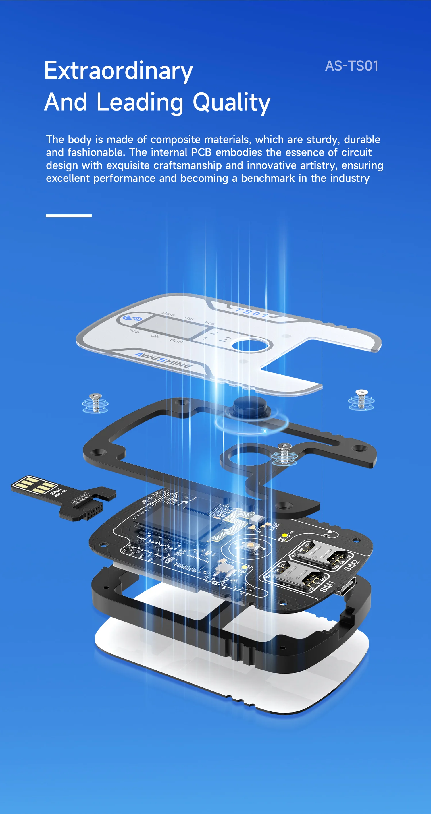 AWESHINE TS01 тестер смарт-карт SIM-карт цифровой дисплей устройство обнаружения для