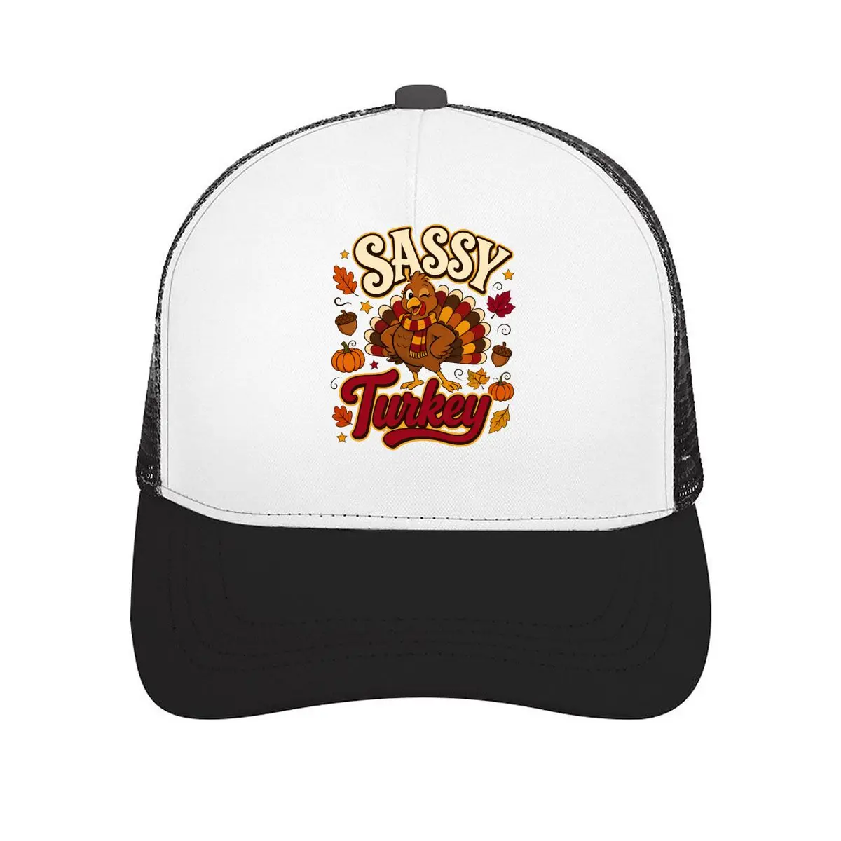 Фото Бейсбольная кепка Playful Thankful Turkey Autumn Lette Mesh, повседневная, для активного отдыха, для женщин и унисекс №1