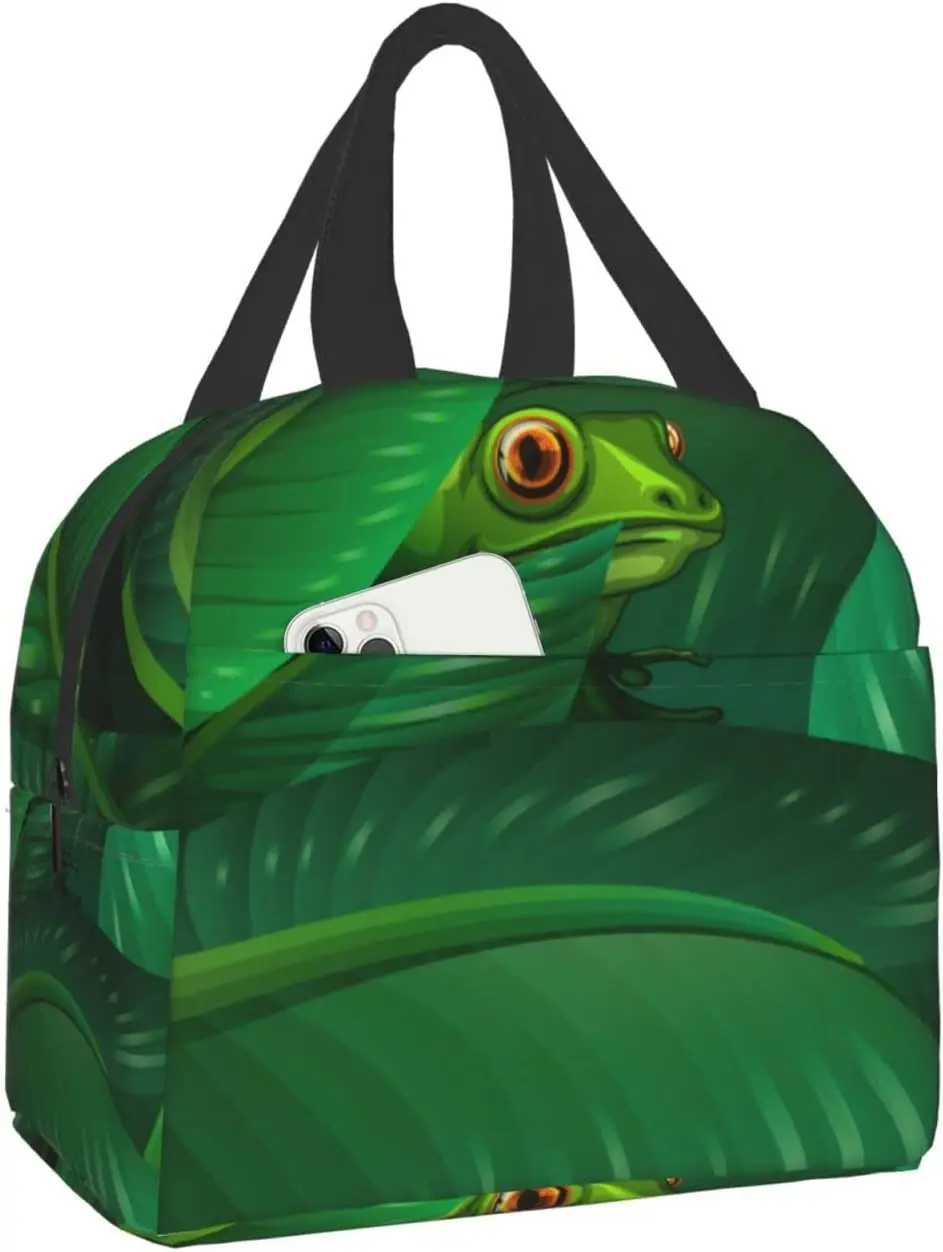 

Ланч-бокс Senheol Frog с тропическими листьями, многоразовые сумки-тоуты для завтрака, идеально подходит для офиса, кемпинга, пешего туризма, пикн...