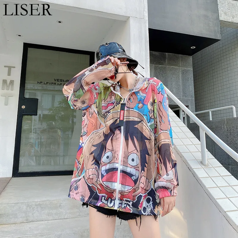 

Summer Fashion Hooded Sunscreen Clothing 2022 New Cartoon Anime Long-Sleeved Loose Plus Size Jacket Women Ins Tide LL935