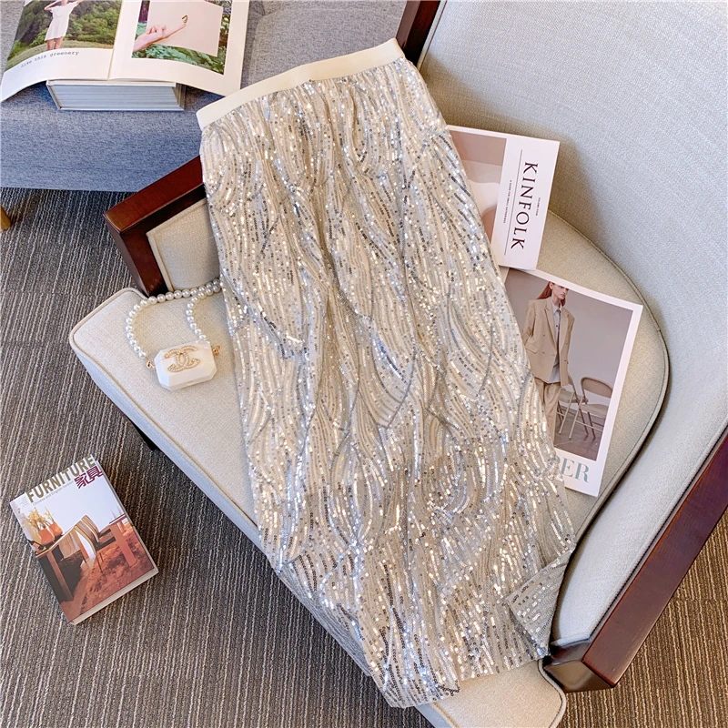 Тяжелая промышленная сетчатая юбка с жемчужинами и блестками 2023 новый дизайн