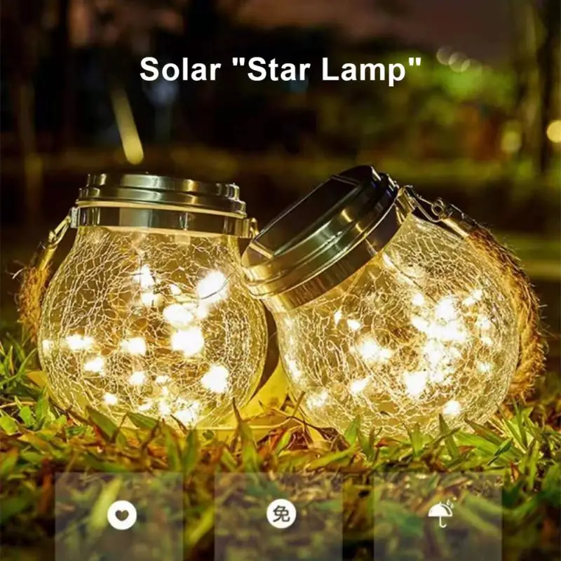 

Hanging Solar Led Light Waterproof Solar Powered Patio Light 20 Led Crystal Globe Lights Outdoor Creative Crack Lanterns Gifts