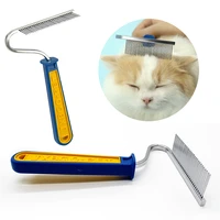 pet dematting comb stainless steel cat dog grooming hair removal comb gently removes loose undercoat mats tangles and knots