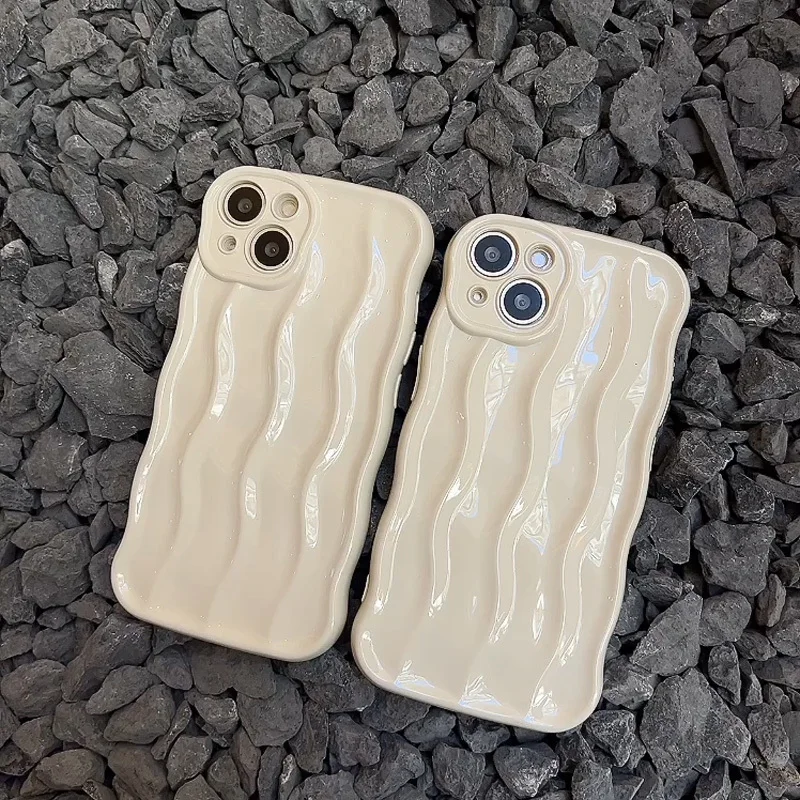 

Ins Personality Simple Art Wave Funda For iphone 14 Plus 13 Pro Max Plain Phone Case 12 11 Soft Silicone Coque Cover 12Pro 13Pro