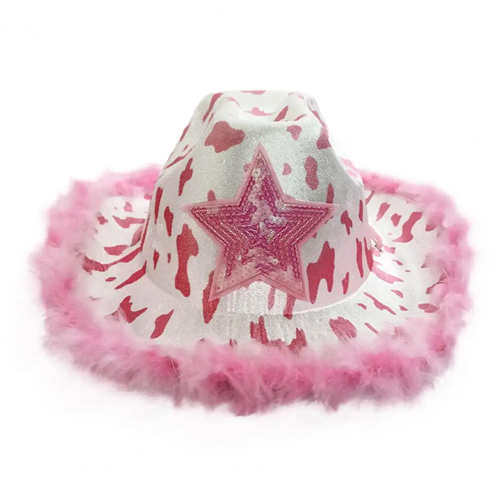 

Stylish Cowgirl Hat Anti-deformed Fabric Western Jazz Felt Hat Women Costume Accessories Wide Brim Cowboy Hat for Festival