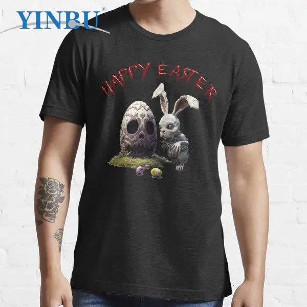 

Happy Easter - Zombie Rabbit with Skull YINBU Brand High quality Men's short t-shirt 2023 Graphic Tee
