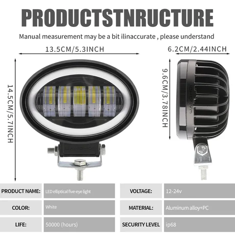 Круглые светодиодные стручки DRL Angel Eyes Противотуманная фара 12-24 В Светодиодная рабочая фара для внедорожного мотоцикла ATV UTV 4X4 SUV Грузовик Трактор